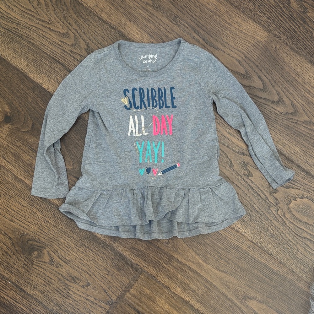 Jumping Beans Gray Scribble All Day Long Sleeve Tee